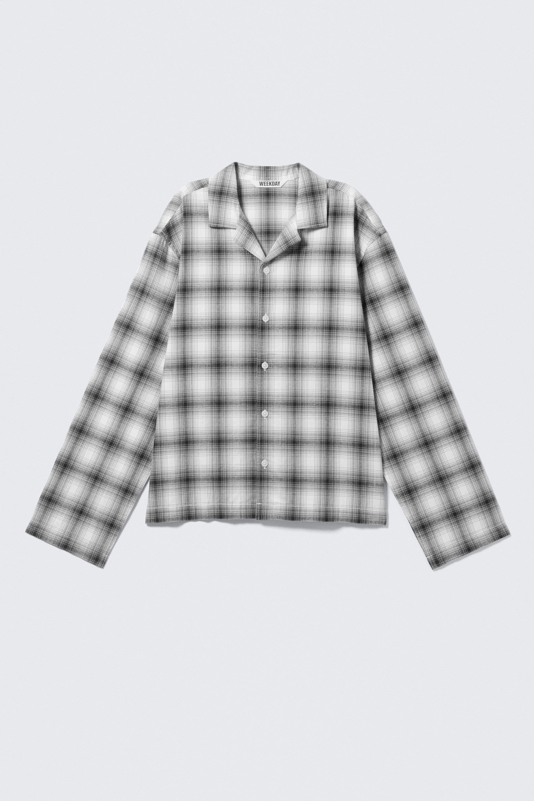 Checked White - Relaxed Flannel Pyjama Shirt - 5