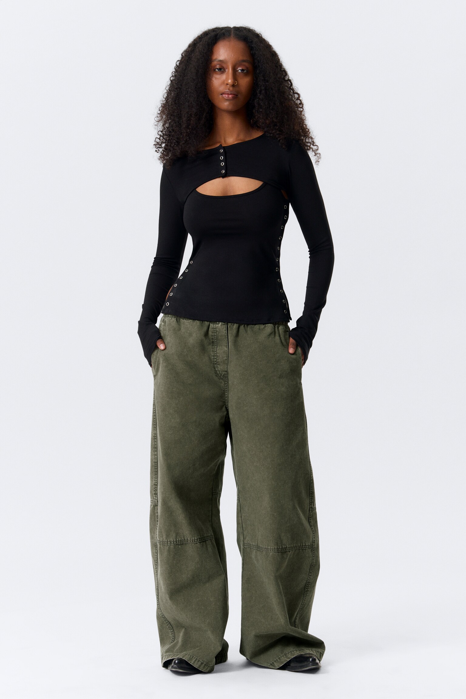 Zweiteiliges Bolero-Top mit Layering-Design - Schwarz - 1