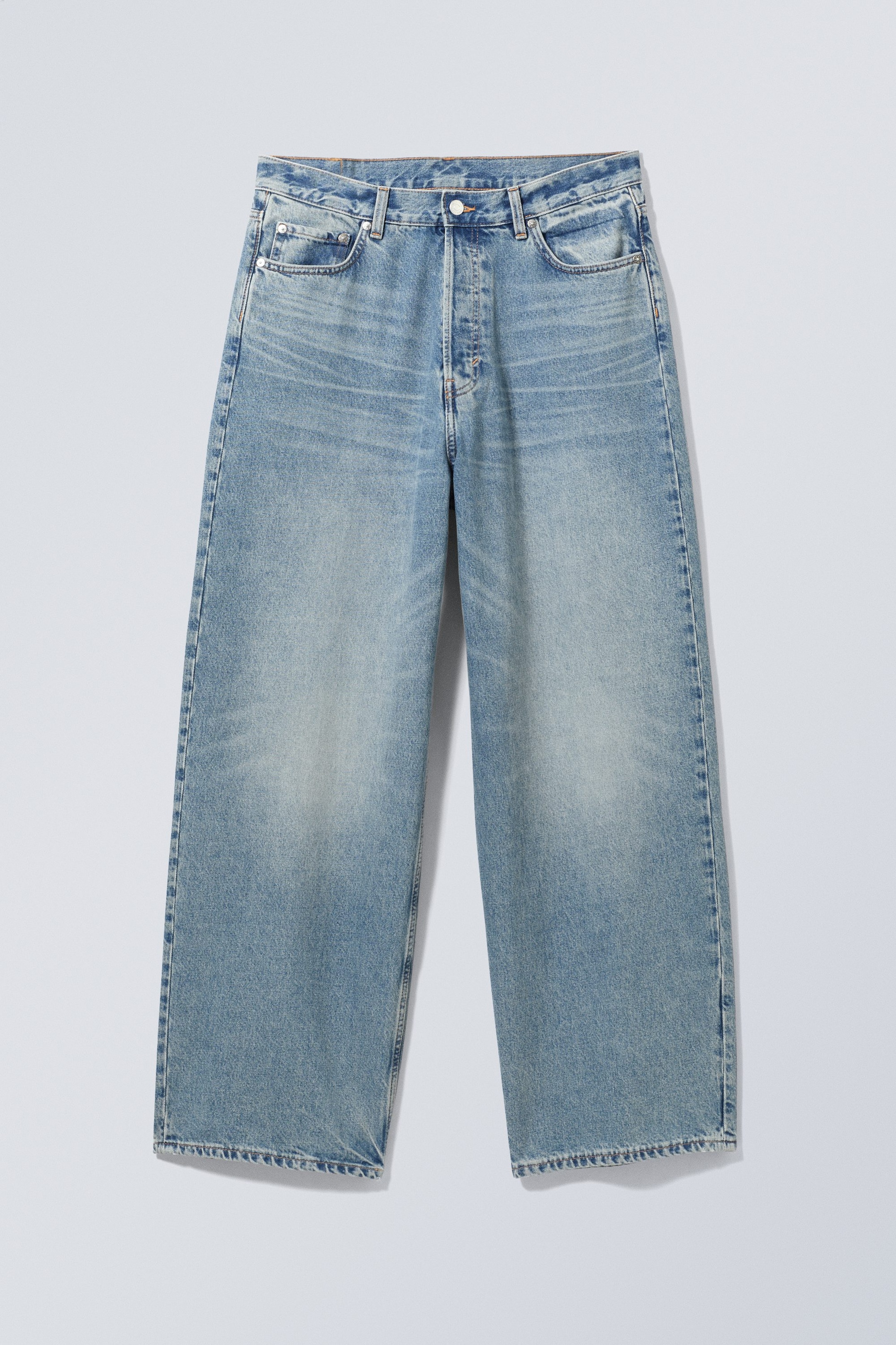 Seventeen Blue – Bleu moyen - Jean baggy ample taille mi-haute unisexe Astro - 0