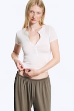 White - Henley Short-sleeved Top - 1