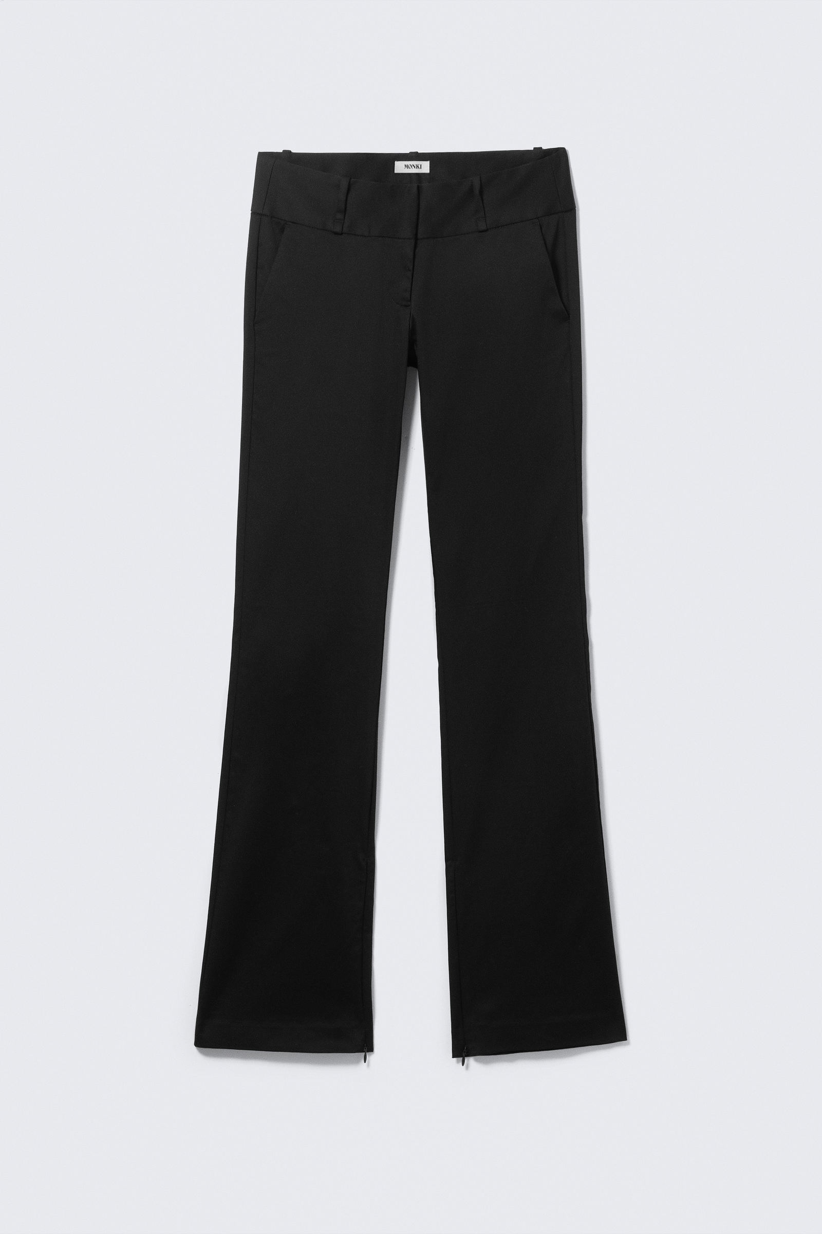 Low Rise Zip-Hem Satin Trousers