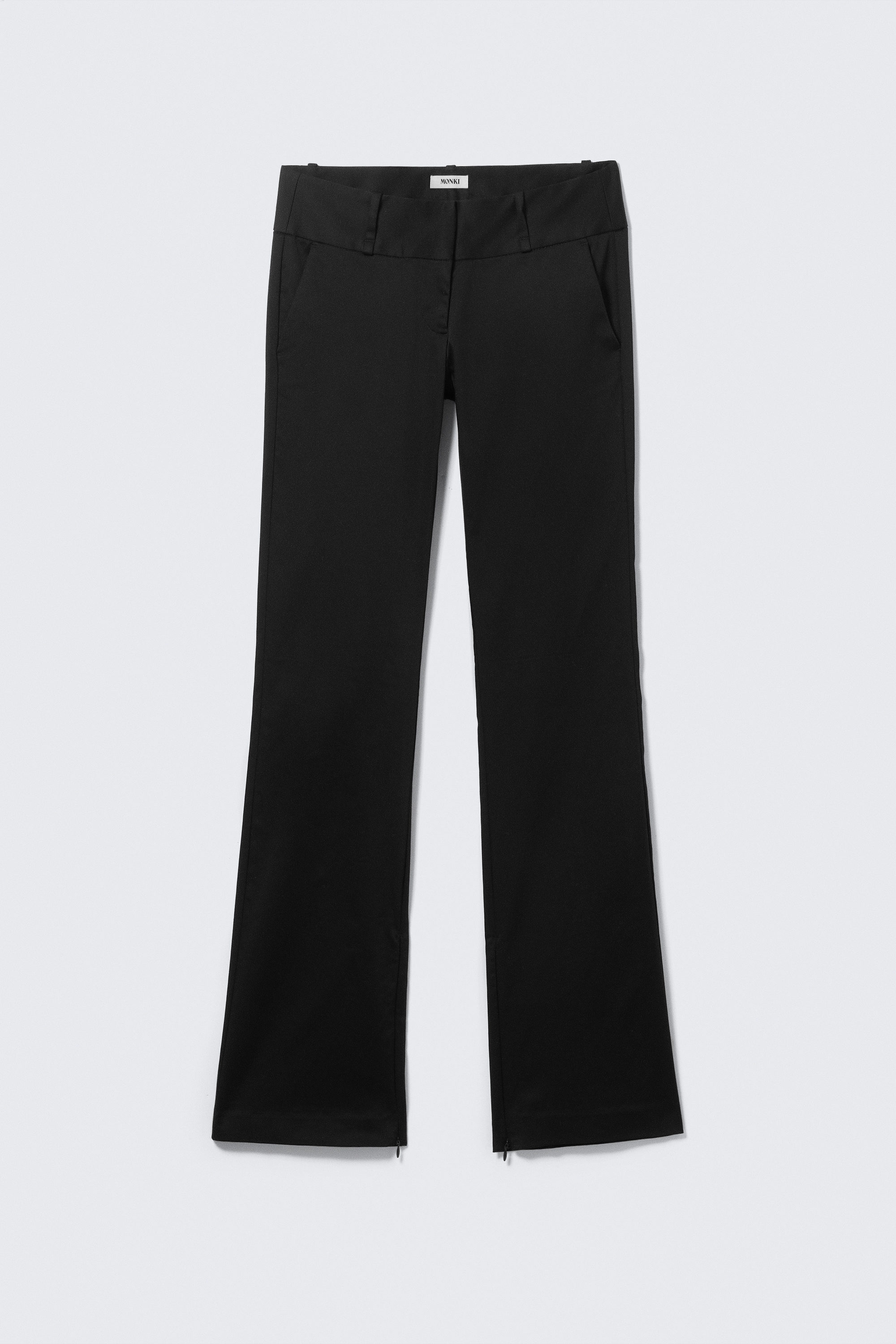 Black - Low Rise Zip-Hem Satin Trousers - 5