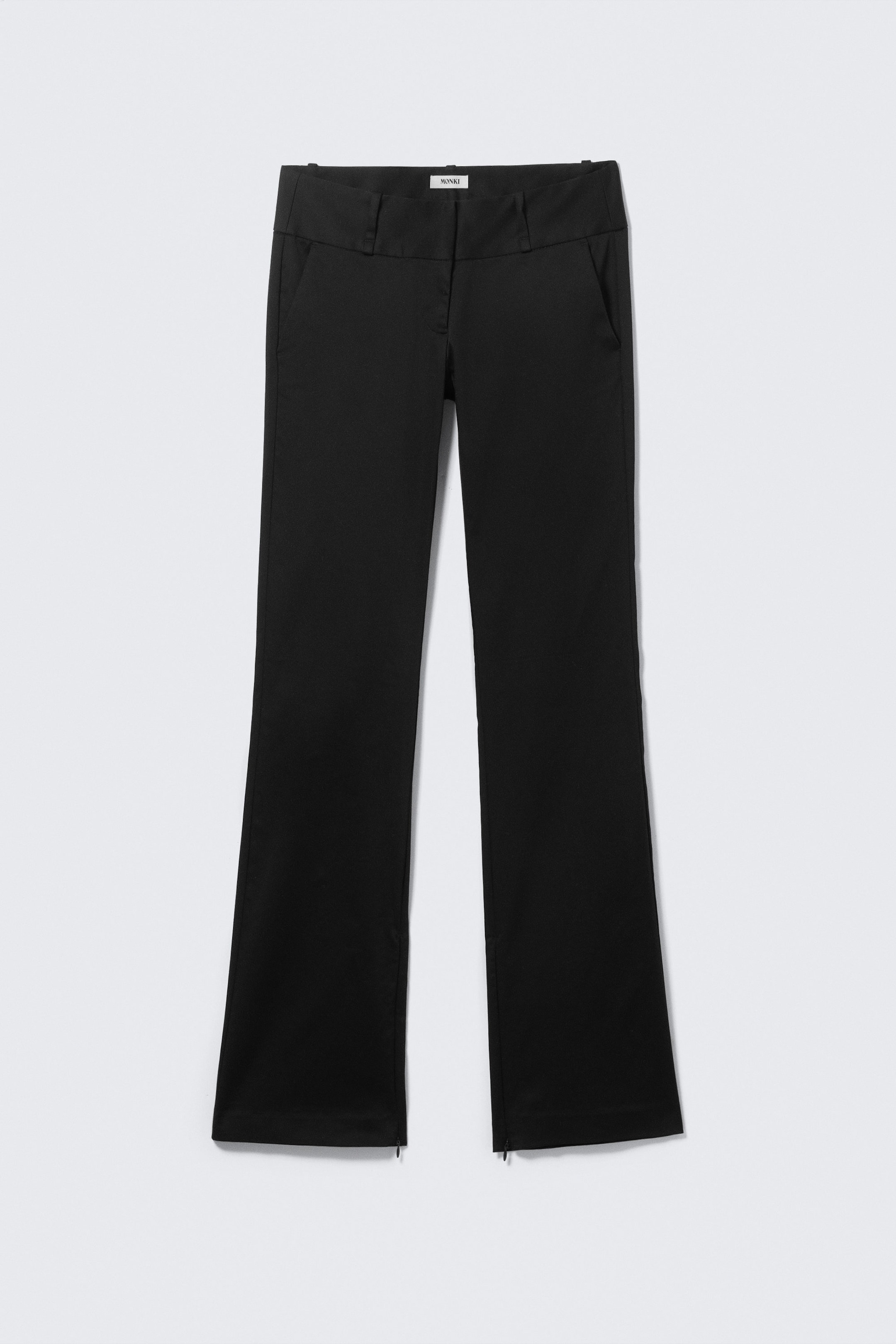 Black - Low Rise Zip-Hem Satin Trousers - 5