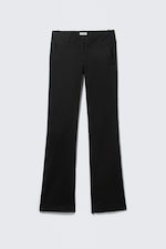 Black - Low Rise Zip-Hem Satin Trousers - 5
