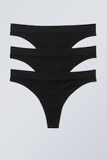 Black - 3-pack Cat Soft Thong - 0