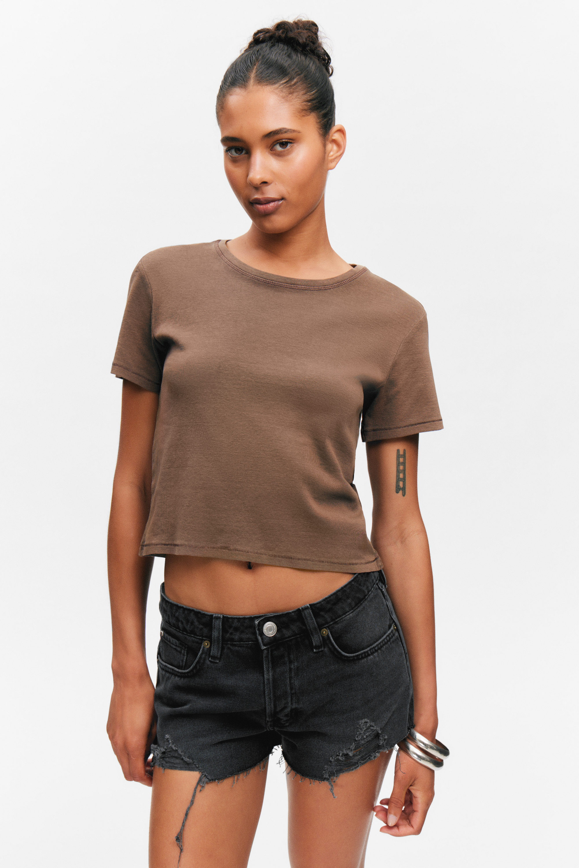 #423935 - Cropped Printed Ribbed Cotton T-shirt - 2
