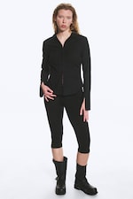 Black - Long-Sleeved Hook-and-eye Top - 1