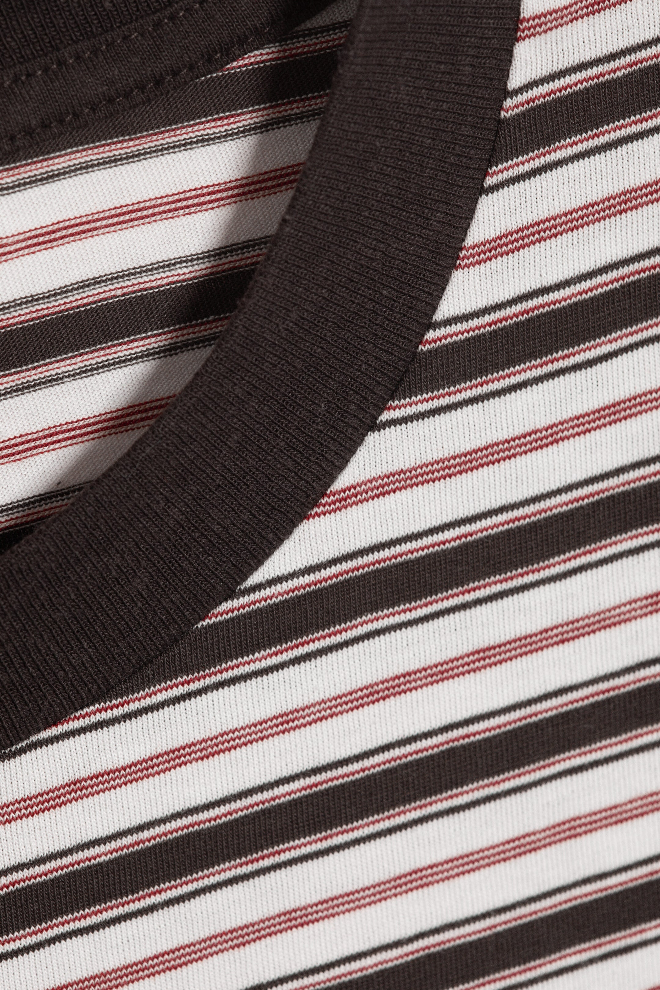 Striped Brown/White/Orange - Cap-Sleeved Boxy Cotton T-shirt - 1