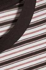 Striped Brown/White/Orange - Cap-Sleeved Boxy Cotton T-shirt - 1