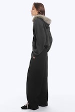 Black - Relaxed Barrel Leg Scuba Sweatpants - 2