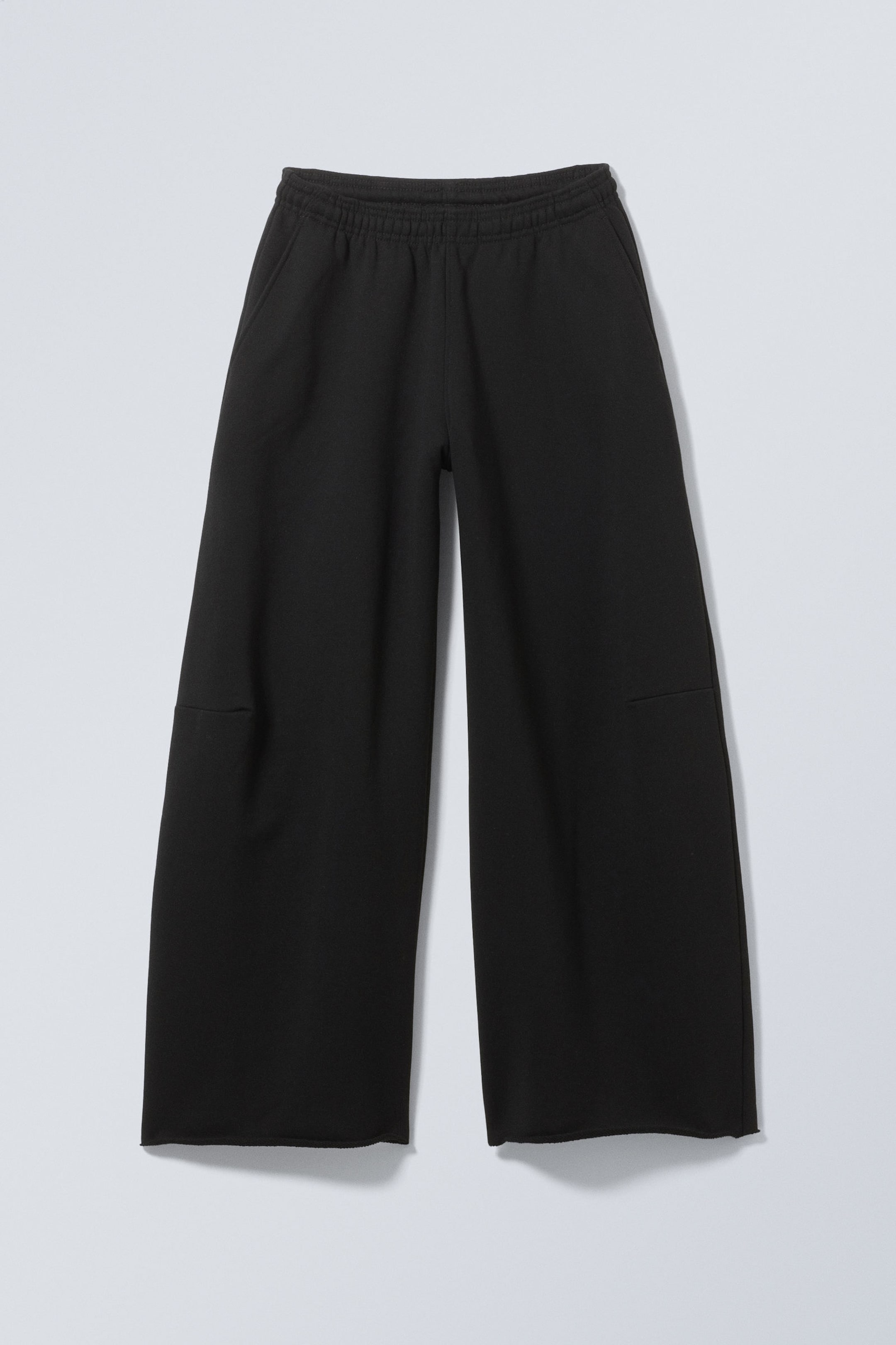 Zwart - Ruimvallende sweatpants van badstof - 0