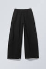Zwart - Ruimvallende sweatpants van badstof - 0