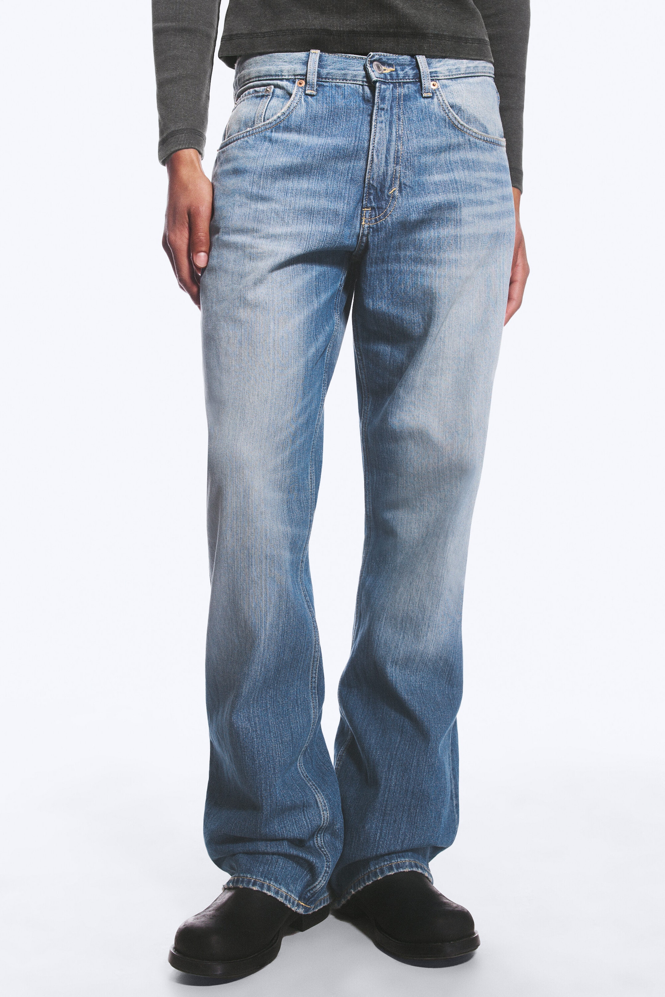 Stallion Blue - Medium Blue - Mercury Mid Rise Relaxed Bootcut Jeans - 3