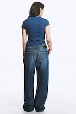 Blue - Black Stripe - Slim Short-Sleeved Cotton T-shirt - 3