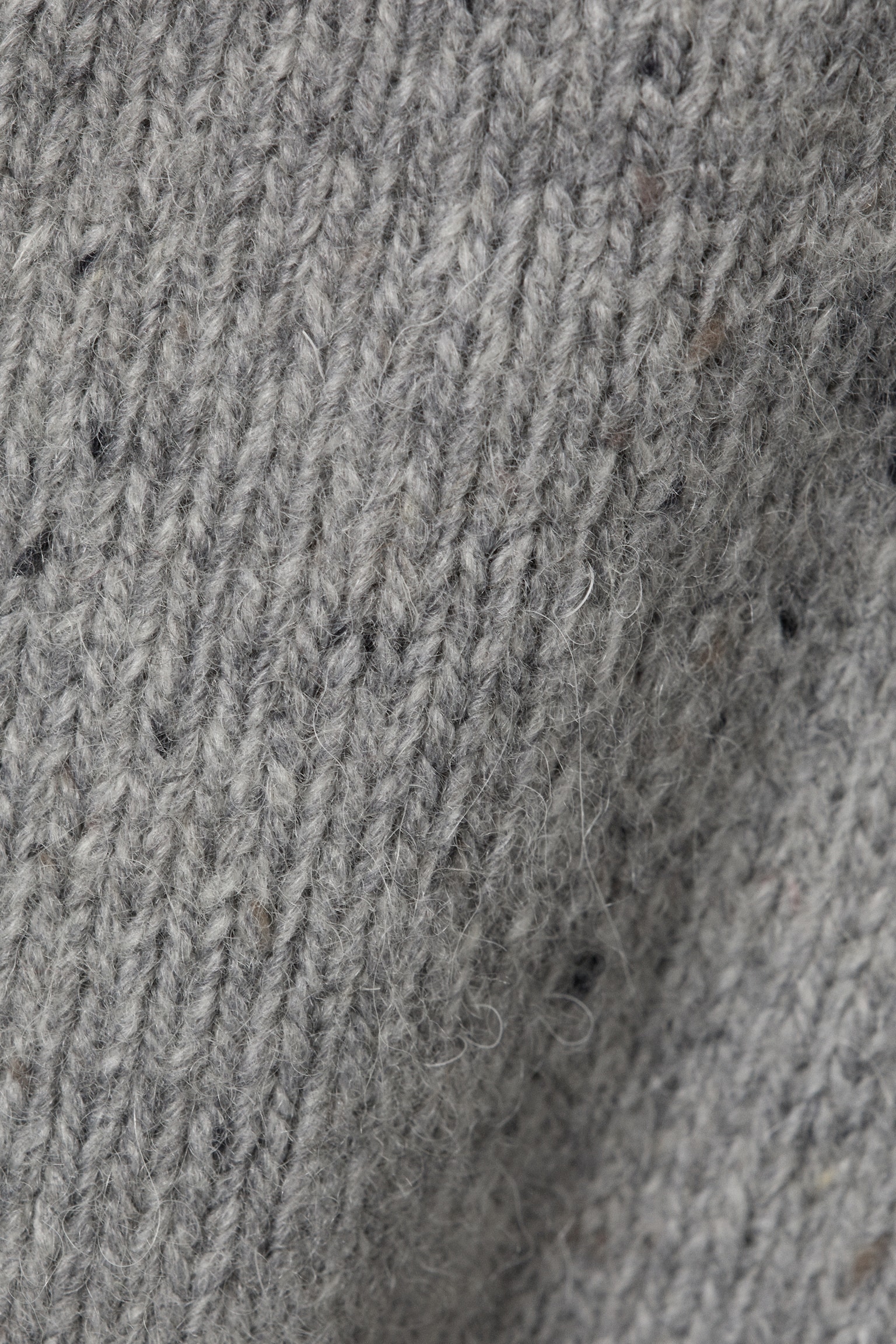 Nepped Knitted Wool-Blend Cardigan - Grey Melange/Dark Brown Melange - 5