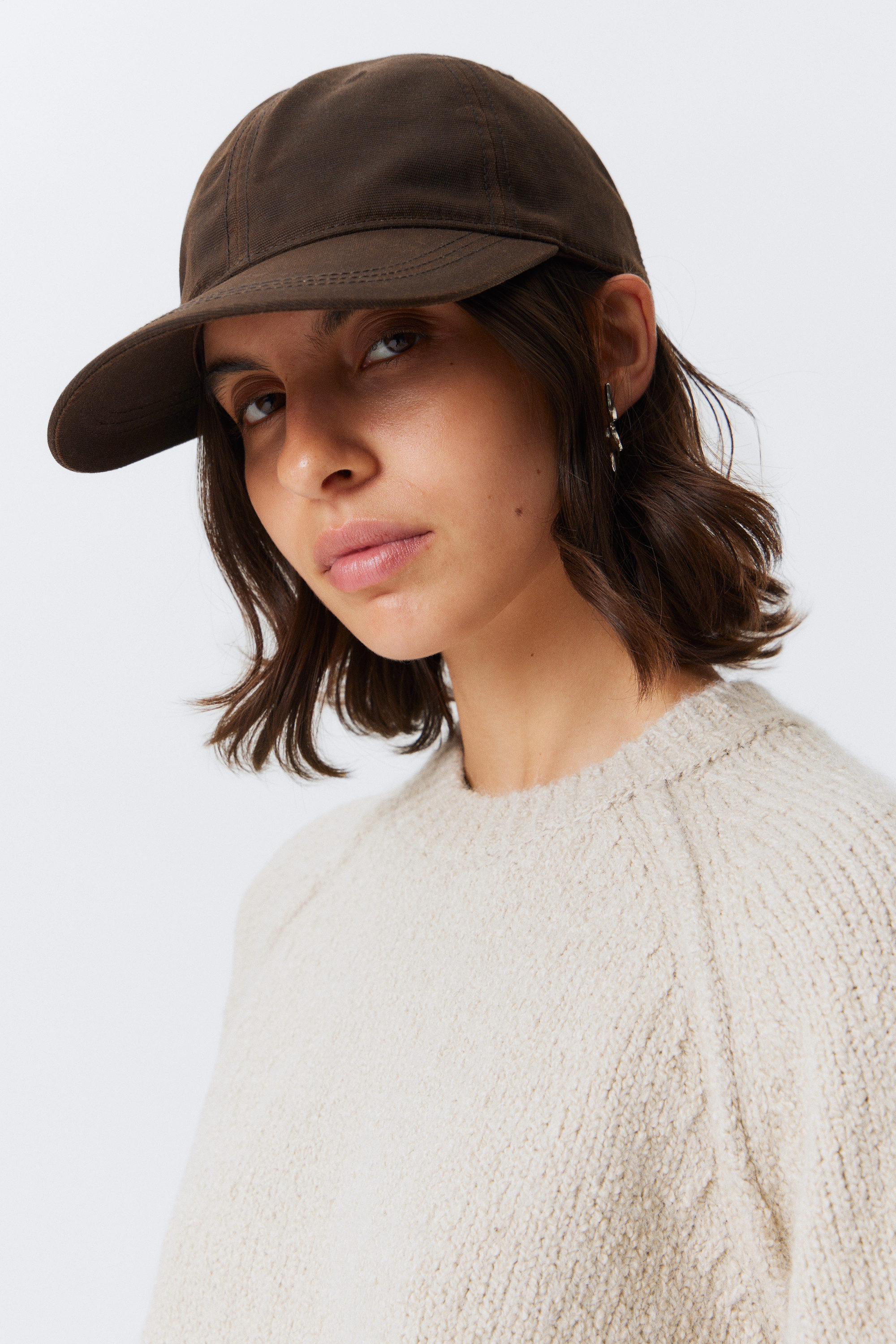Dark Brown - Waxed Cotton Baseball Cap - 1