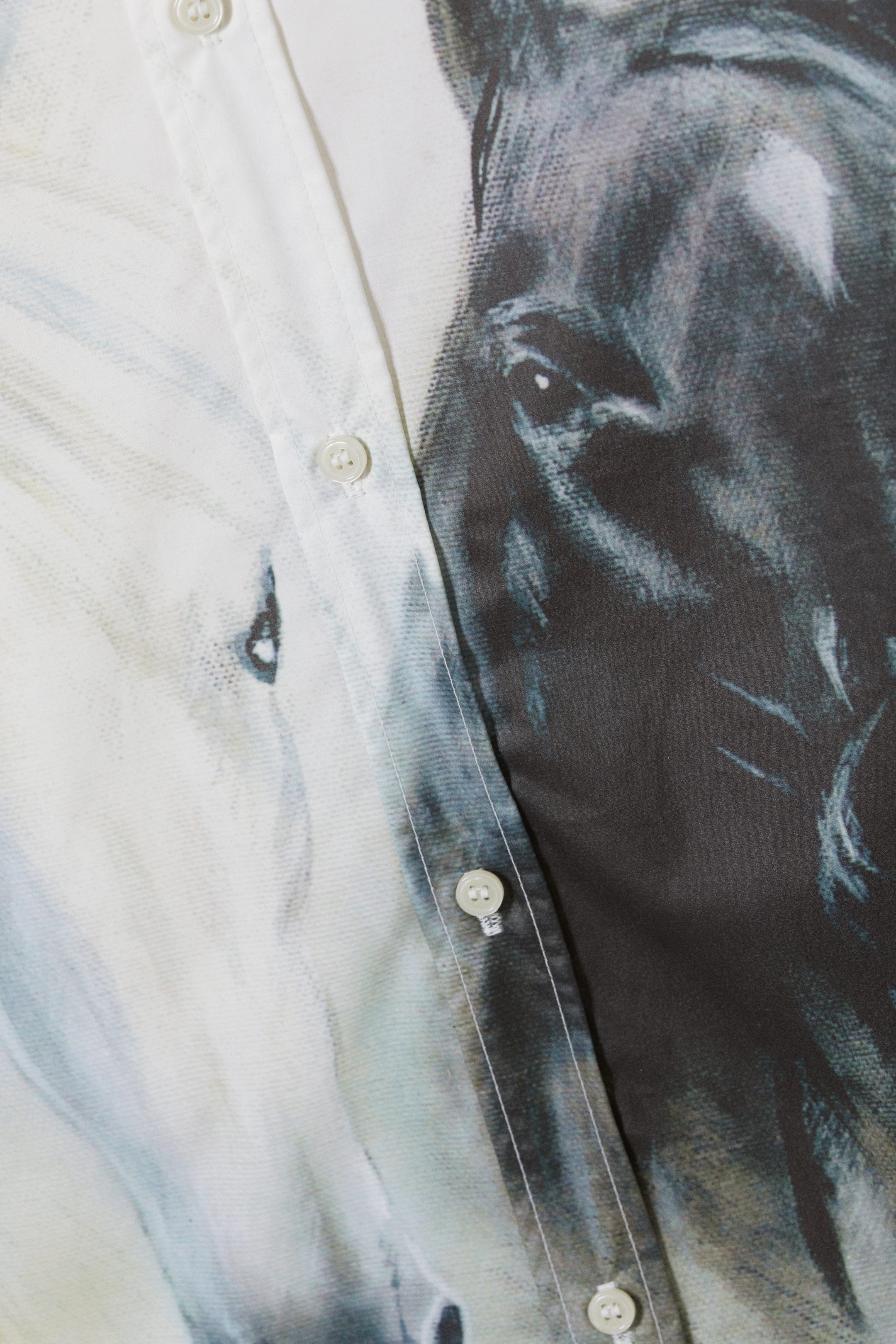 White & Black Horses - Oversized Printed Poplin Shirt - 1