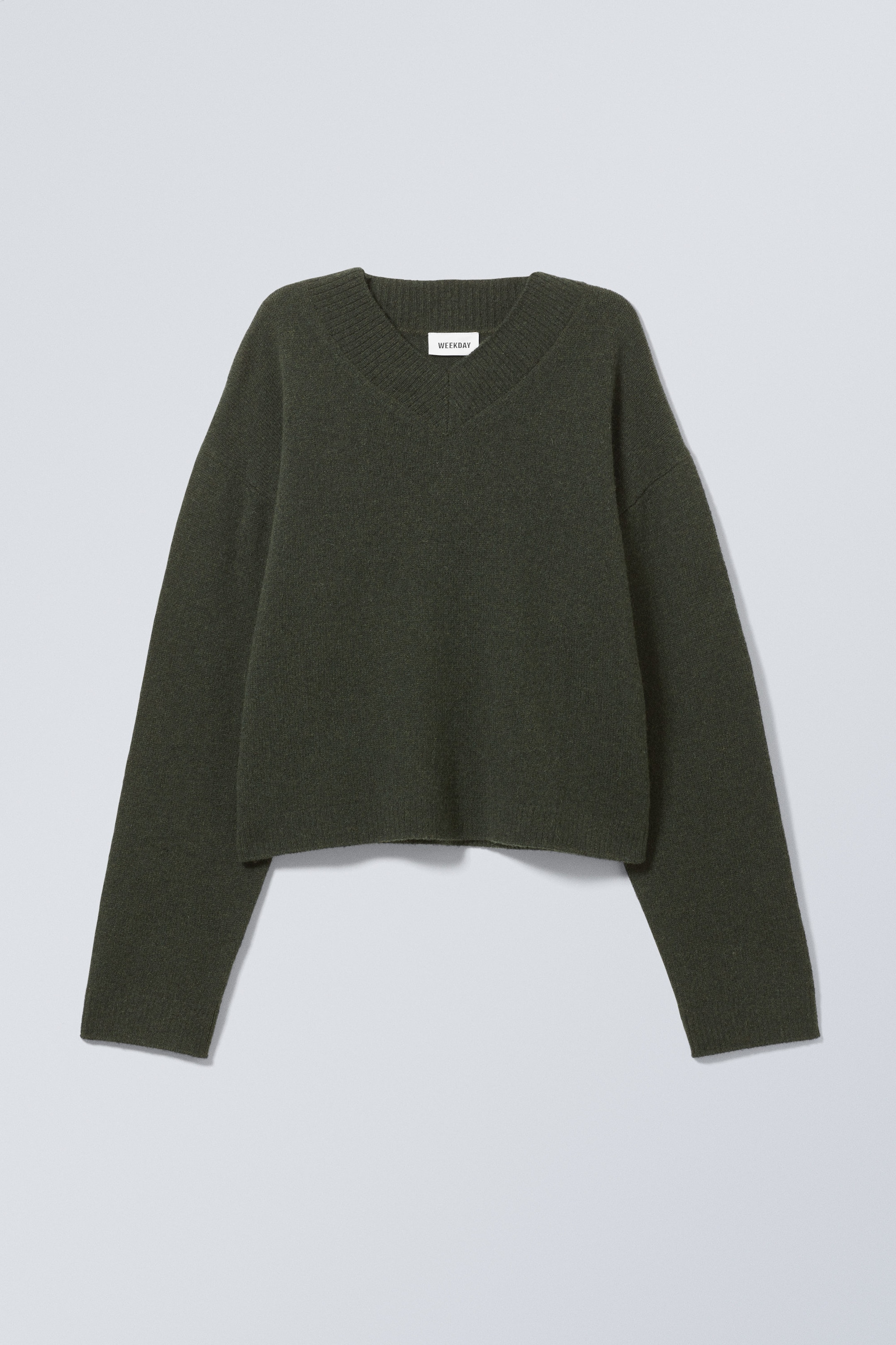 Dunkelgrün - Wollpullover mit V-Ausschnitt Reese - 0