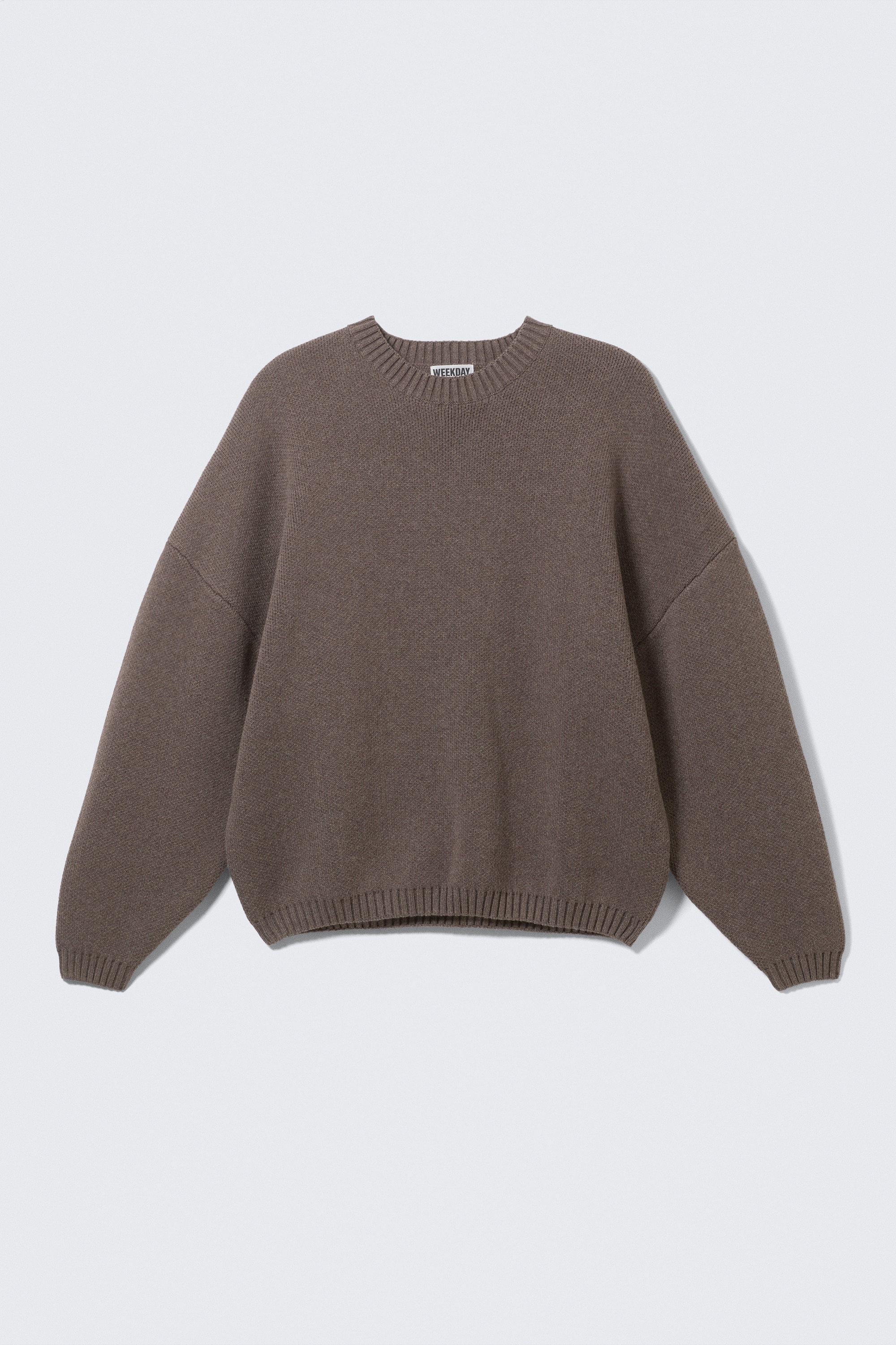 Pull oversize en coton épais - Marron chiné/Noir