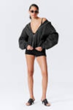Dark Grey - Oversized Broderie Anglaise Zip Hoodie - 2