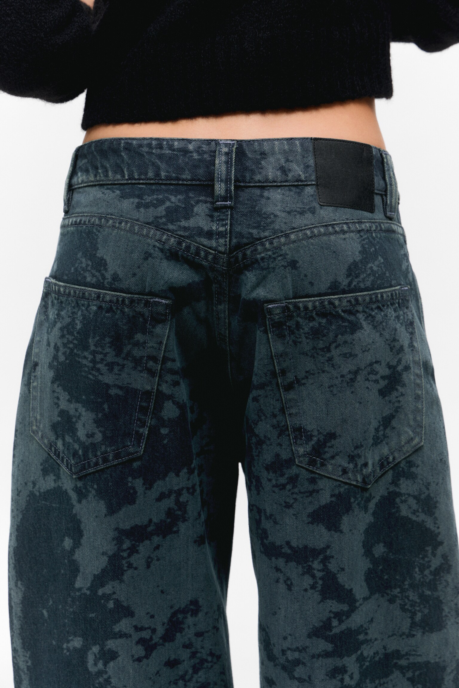 Peggy Low Rise Loose Baggy Leg Jeans - Aegean tie dye/Haunted Black - Black - 6