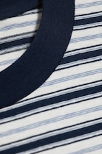 Striped Blue - Cap-Sleeved Boxy Cotton T-shirt - 1