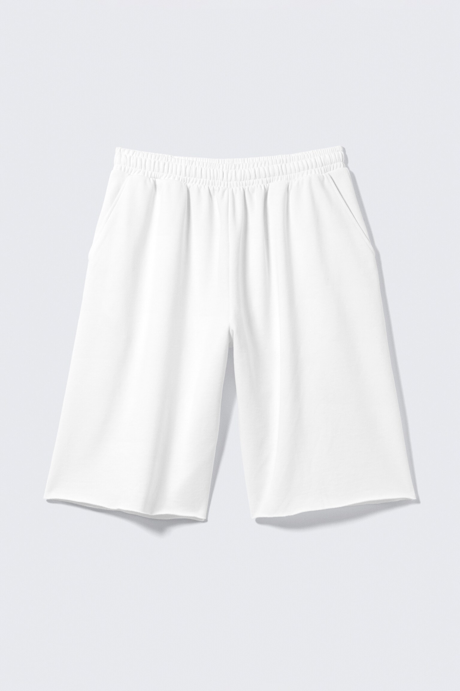 Oversized Knee-length Terry Shorts - White/Dark Grey - 2