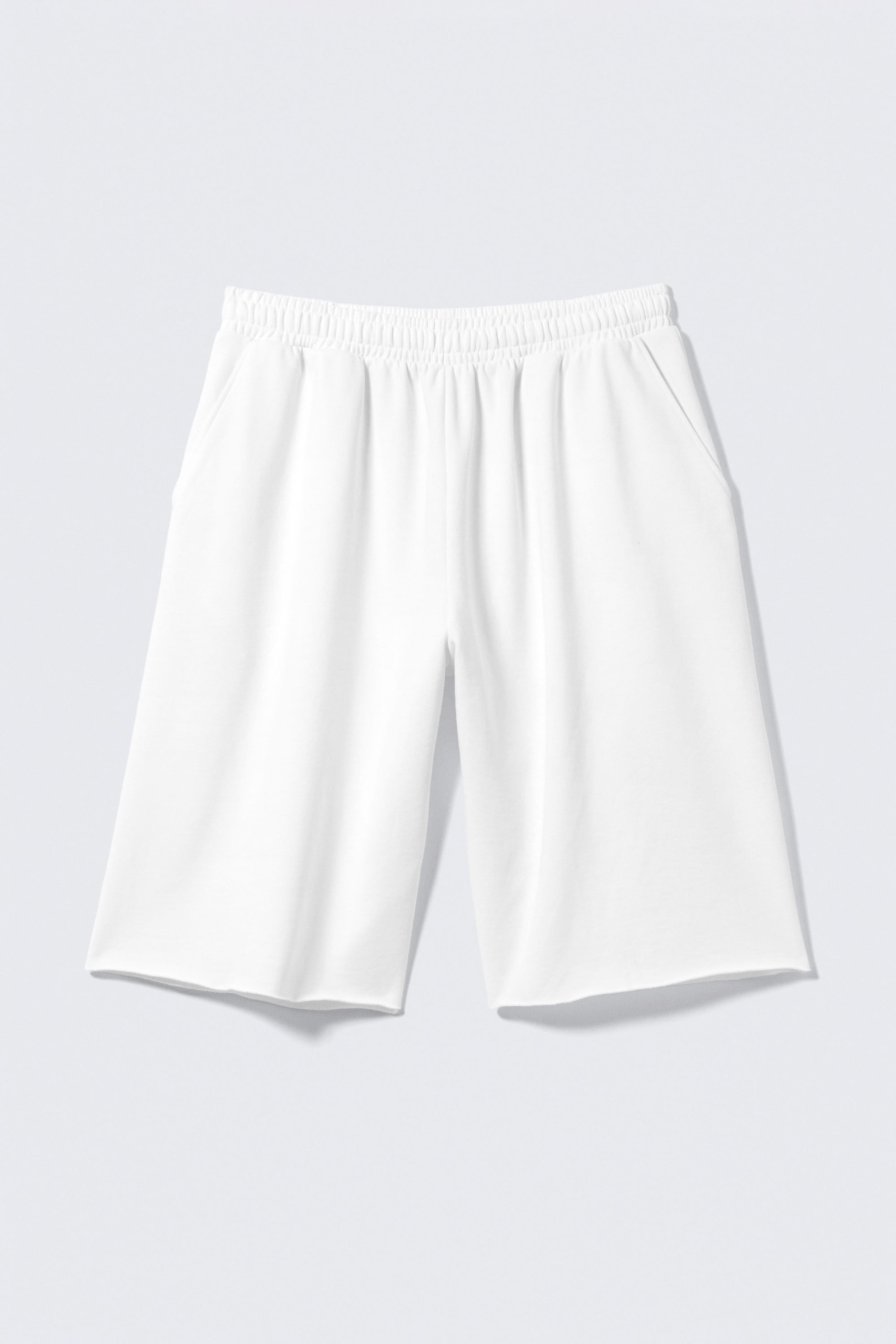 Wit - Oversized knielange badstof short - 1
