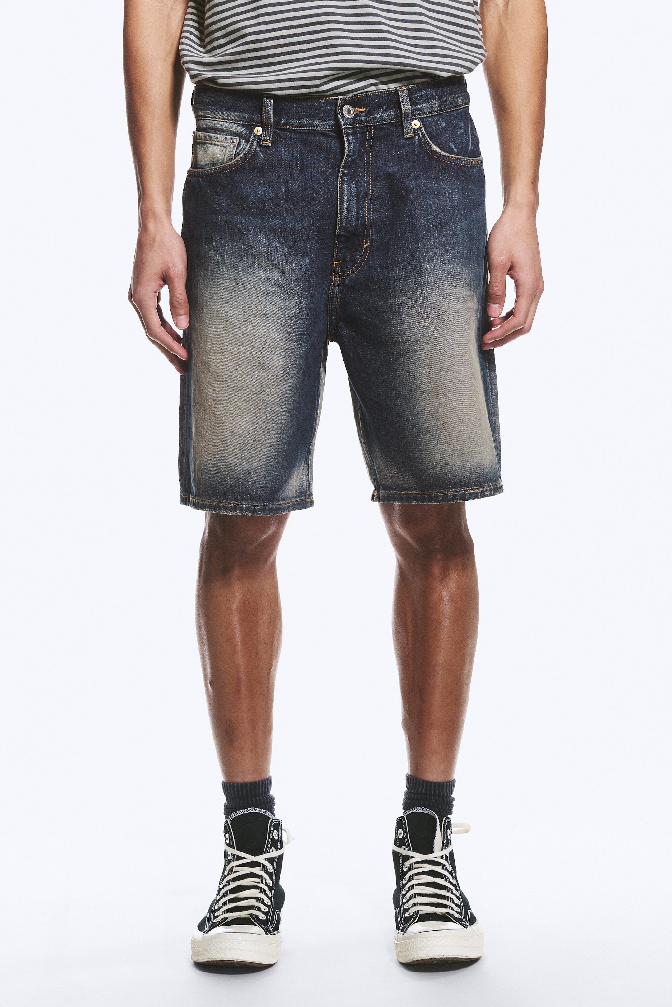 Laser Blue - Medium Blue - GALAXY MID RISE LOOSE DENIM SHORTS - 2