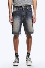 Laser Blue - Medium Blue - GALAXY MID RISE LOOSE DENIM SHORTS - 1