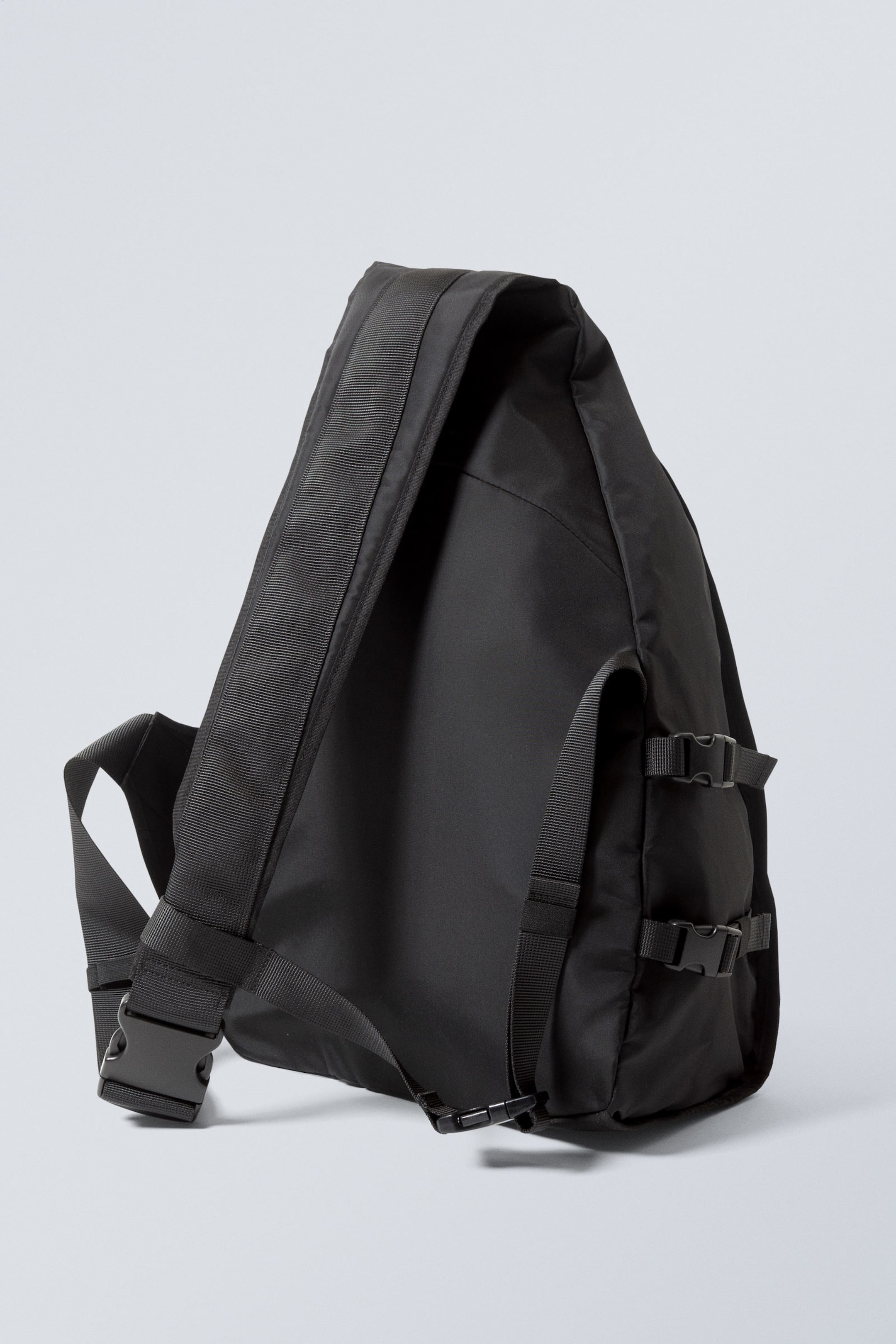 Black - Large Nylon Crossbody Backpack - 1