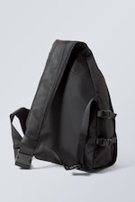 Noir - Grand sac à dos en nylon avec bandoulière - 1