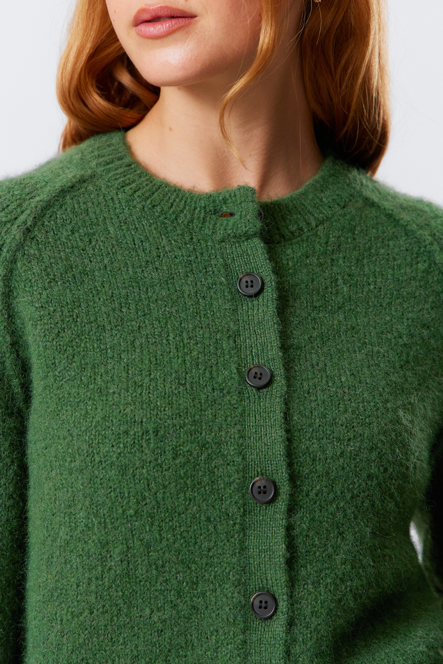 Soft Slim Fit Wool Blend Cardigan - Dark Green/Dark Grey Melange/Light Mole - 4