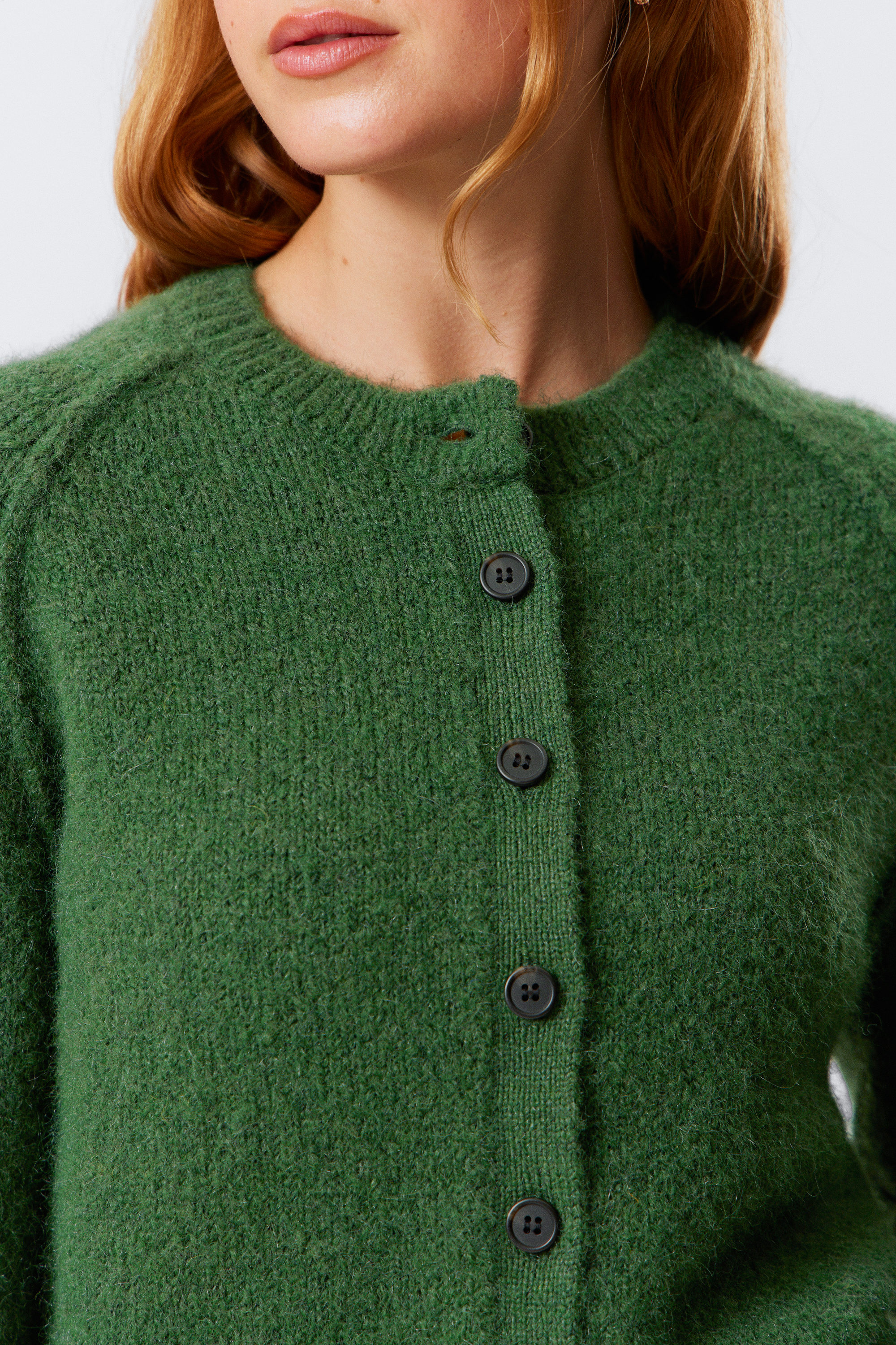 Dark Green - Soft Slim Fit Buttoned Cardigan - 2