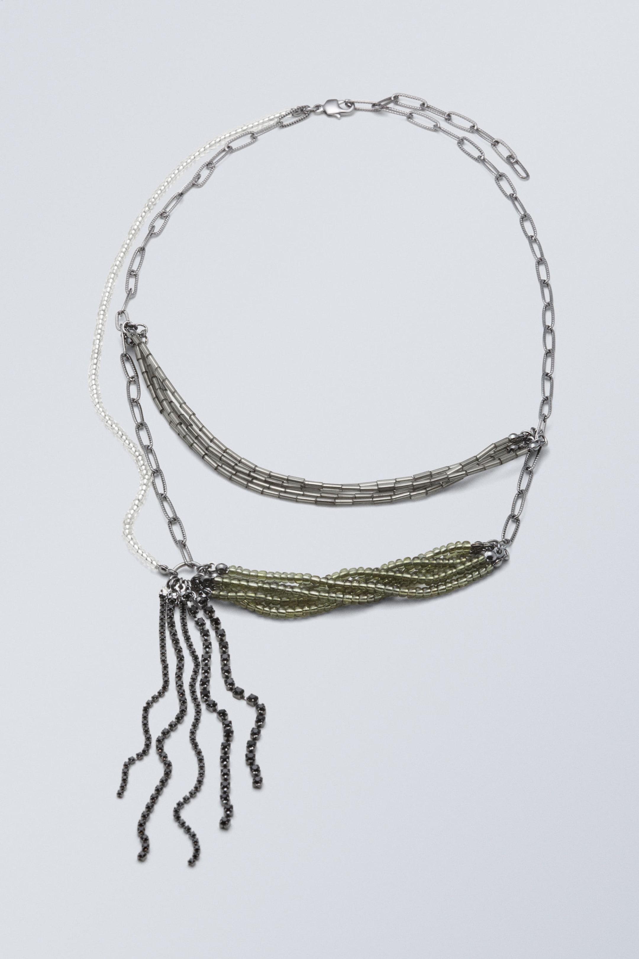 Gunmetal - Kedjehalsband med pärlor - 2