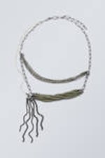 Gunmetal - Layered Beaded Chain Necklace - 1