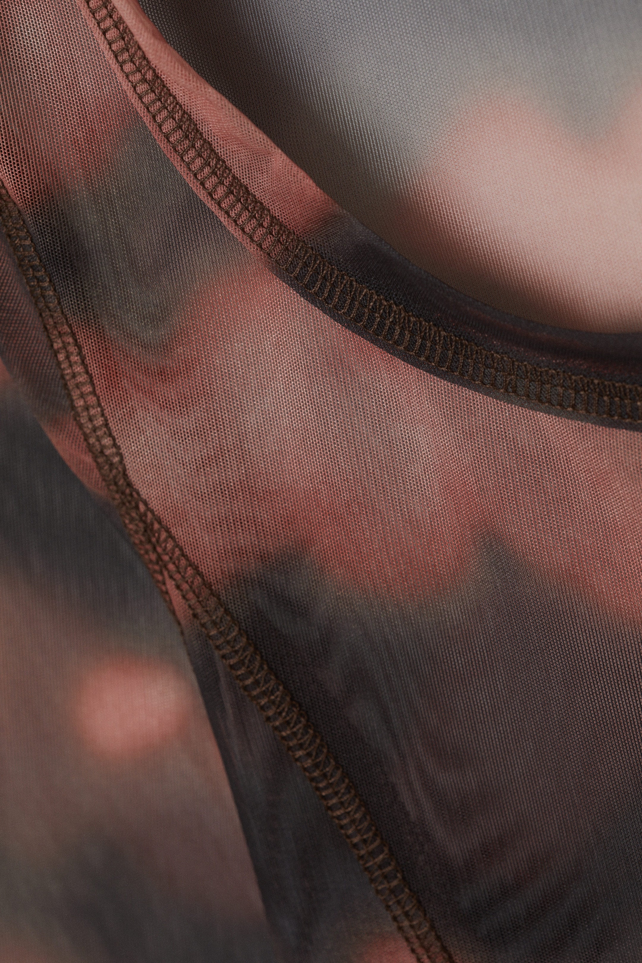 Pink Blurred Stains - Long-Sleeved Wide Neck Top - 2