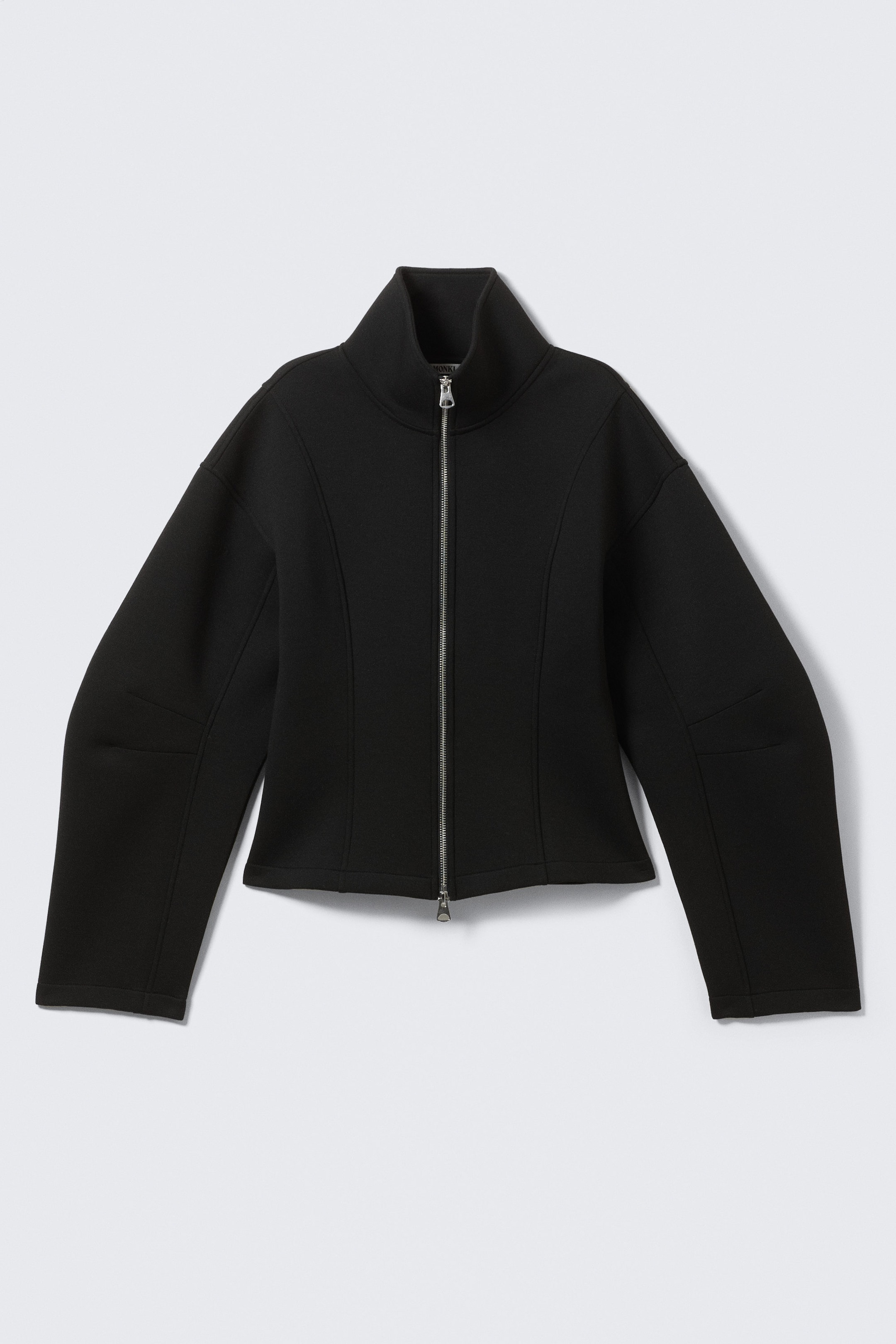 Black - Fitted Scuba Zip Jacket - 4