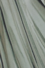 Green Trompe L'oeil Draping - Sheer Mockneck Long Sleeve Top - 1