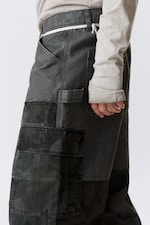 Staubblau & Camouflage - Lockere Patchwork-Cargohose - 5