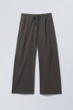 Dark Grey - Loose Fit Low Waist Washed Trousers - 4