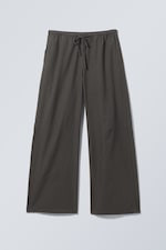 Dark Grey - Loose Fit Low Waist Washed Trousers - 0