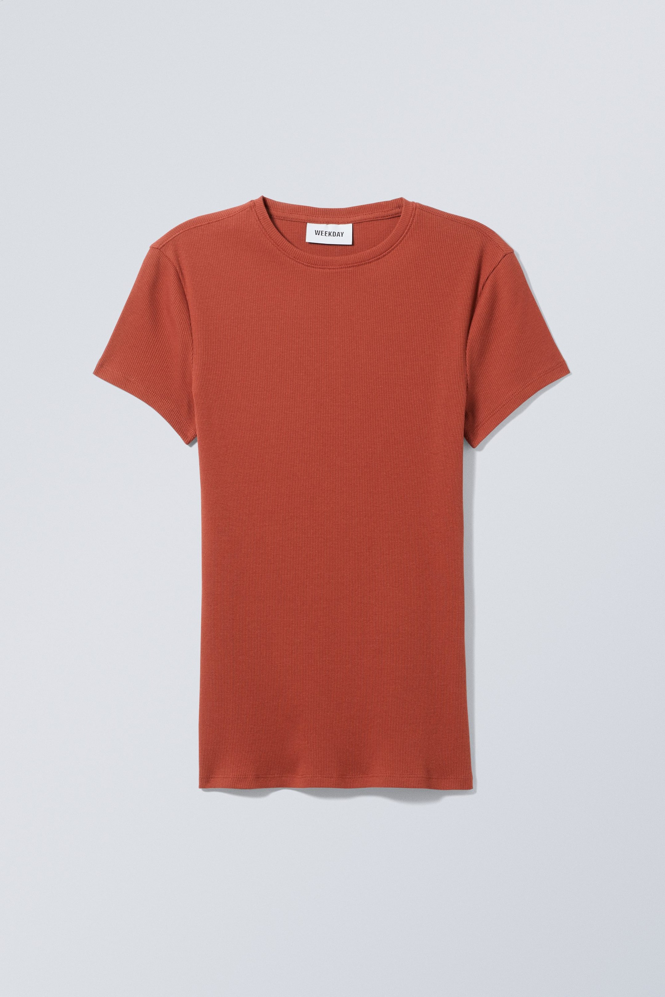 Dark Orange - Close Fitted Rib T-Shirt - 0