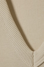 Light Beige - Ribbed V-neck Tank Top - 1