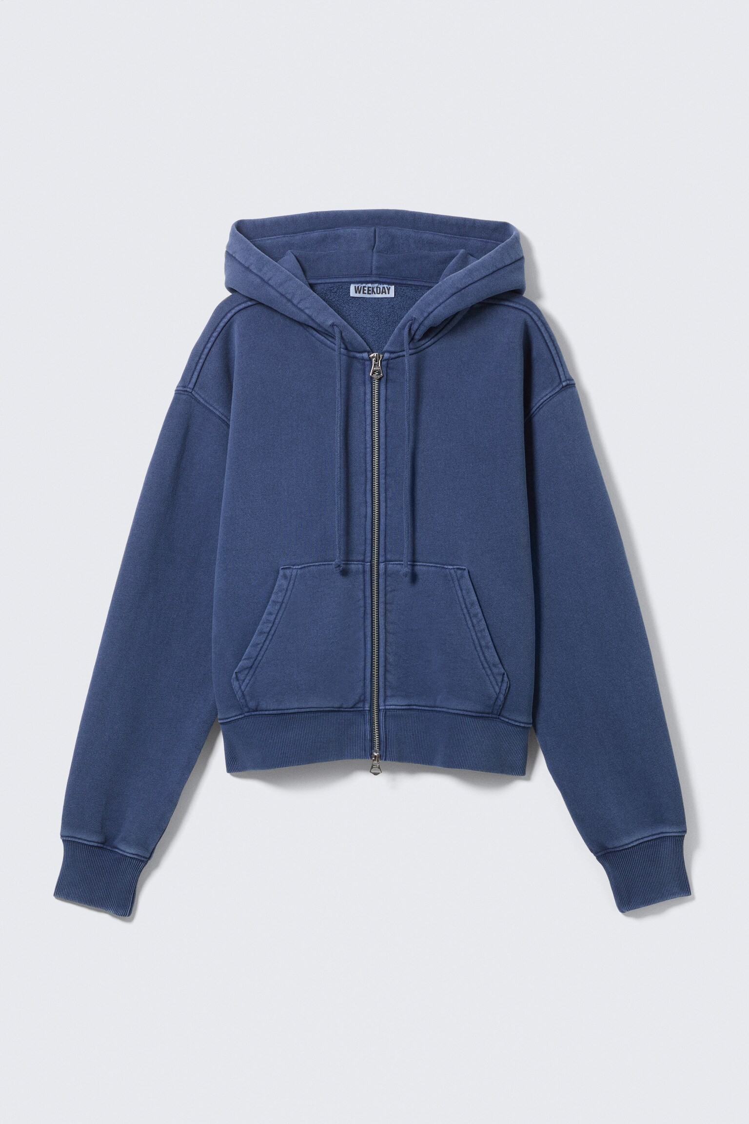 Fitted Zip Hoodie - Lavado azul oscuro/Negro lavado - 2