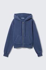 Washed Dark Blue - Fitted Zip Hoodie - 4