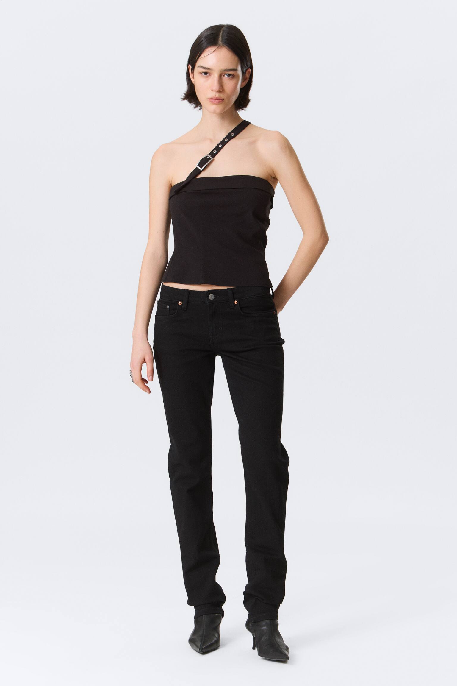 Дънки Neptune с ниска талия и прав крачол - Black Rinse - Черно/Blue Hymn - Средно синьо - 1