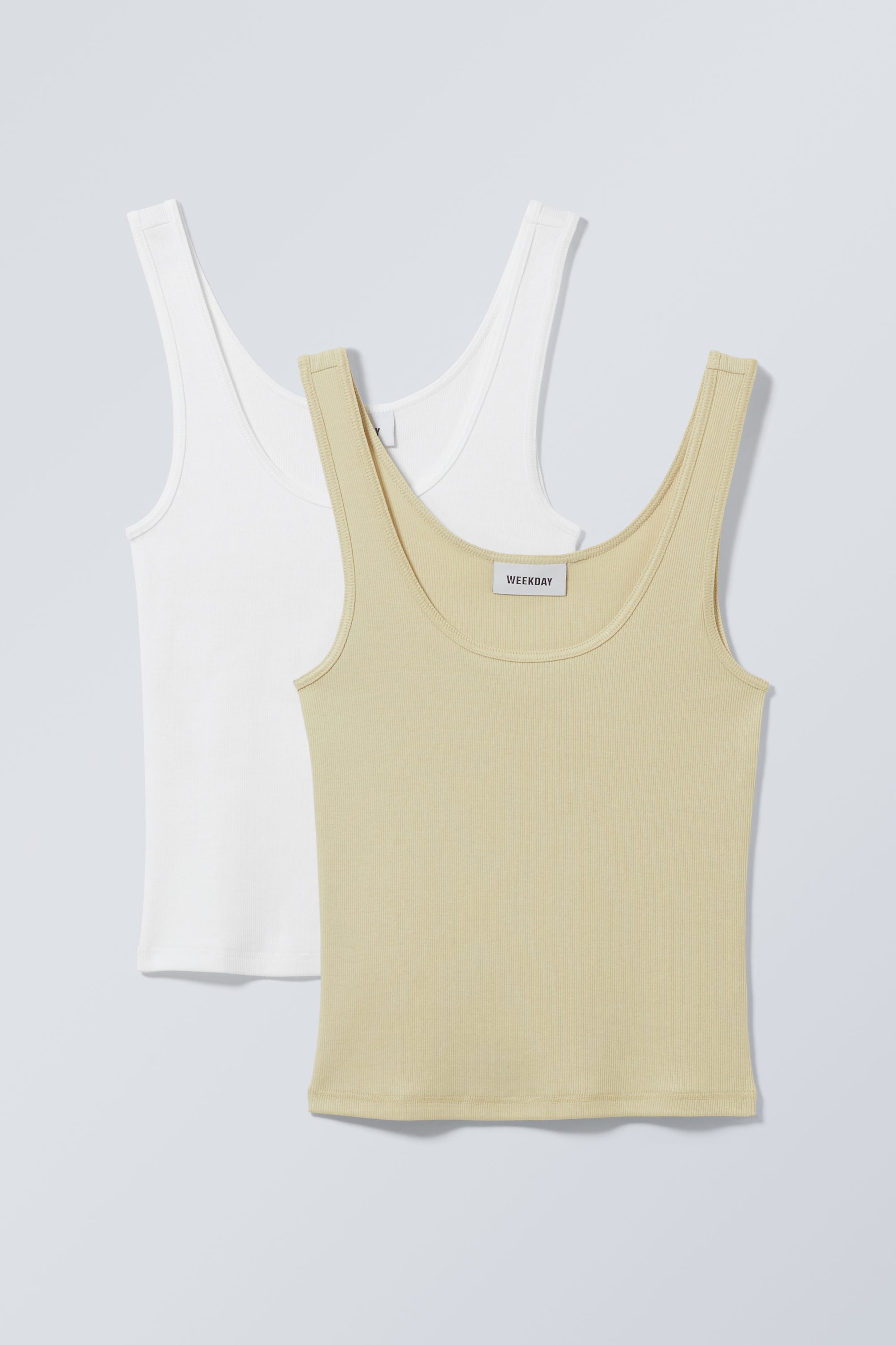 Washed Yellow - 2-Pack Open Neck Tank Top - 0