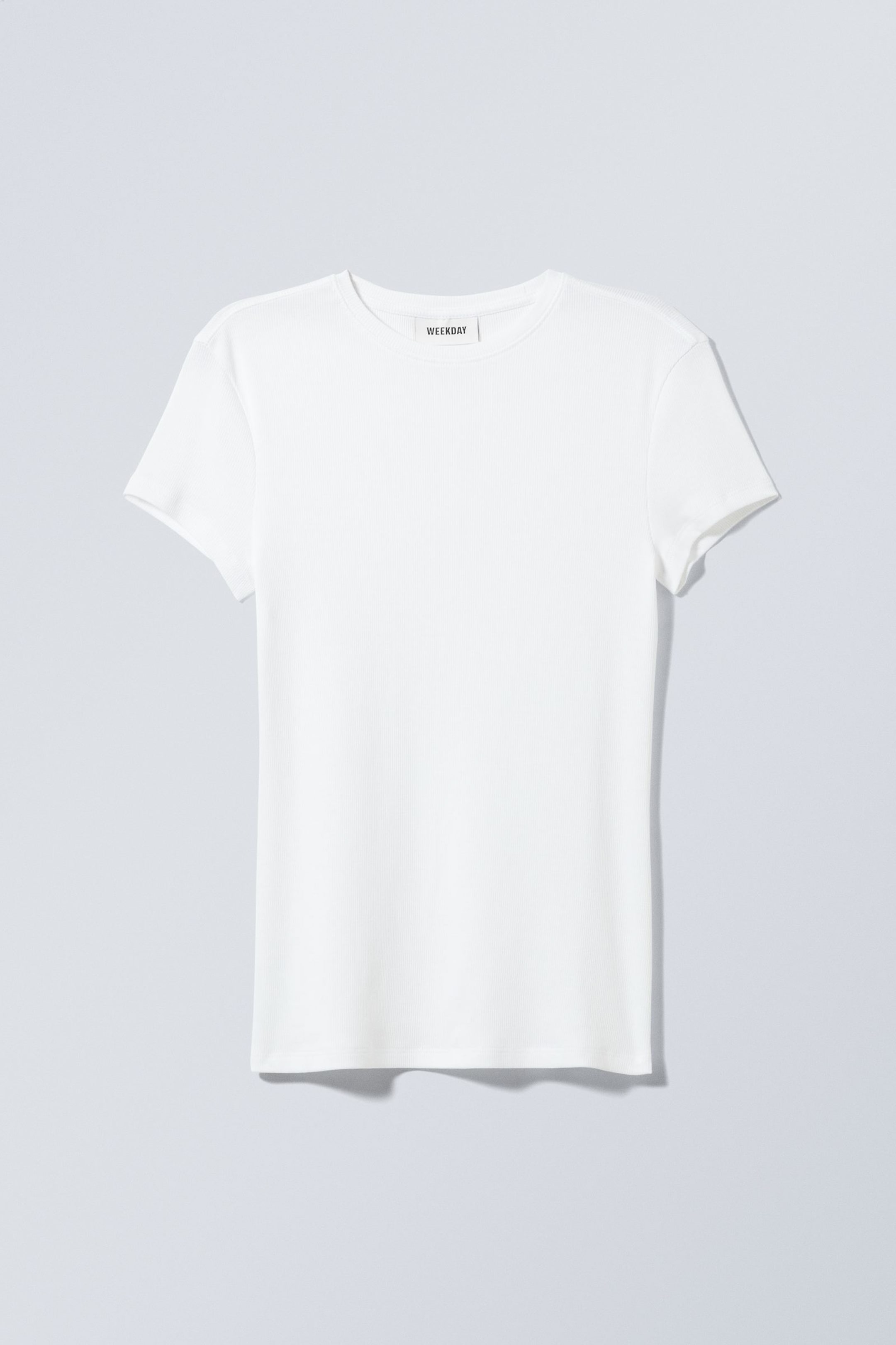 Weiß - Enges, geripptes T-Shirt - 0