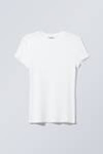 Weiß - Enges, geripptes T-Shirt - 0